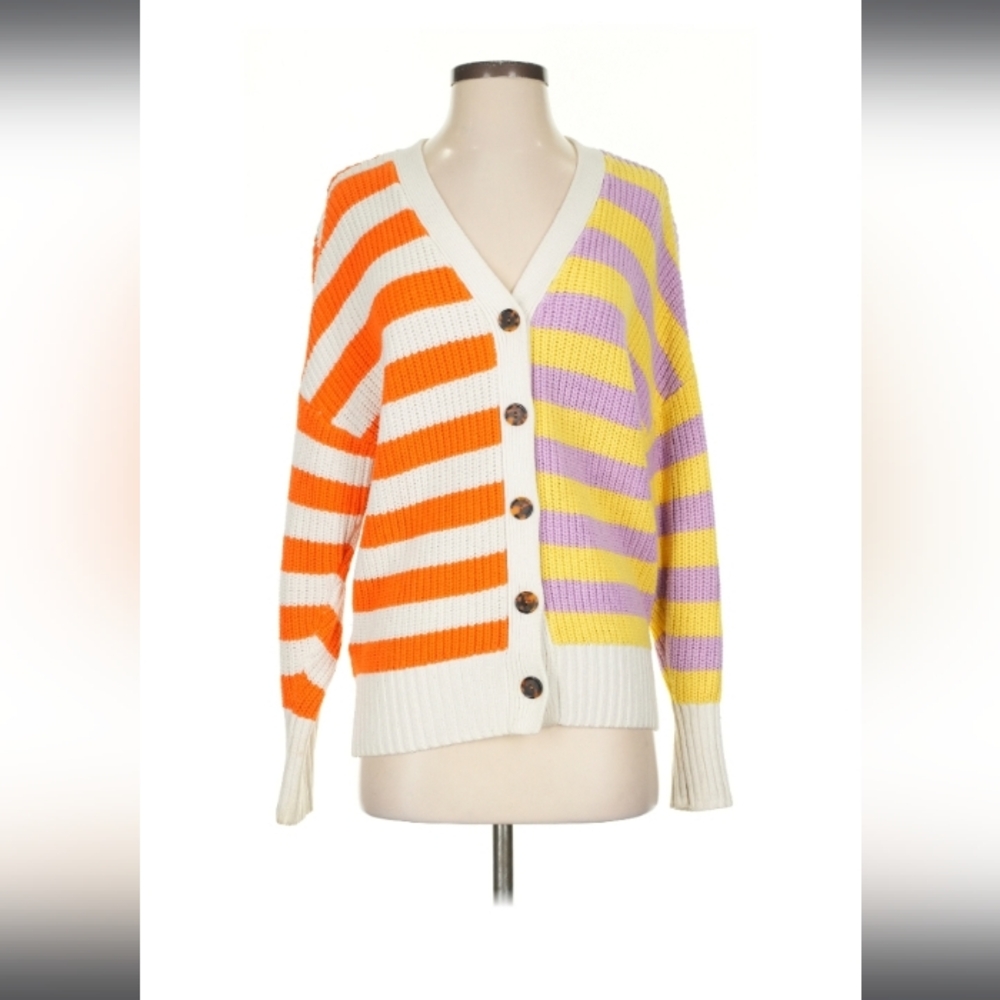 STAUD Colorful Striped Cardigan